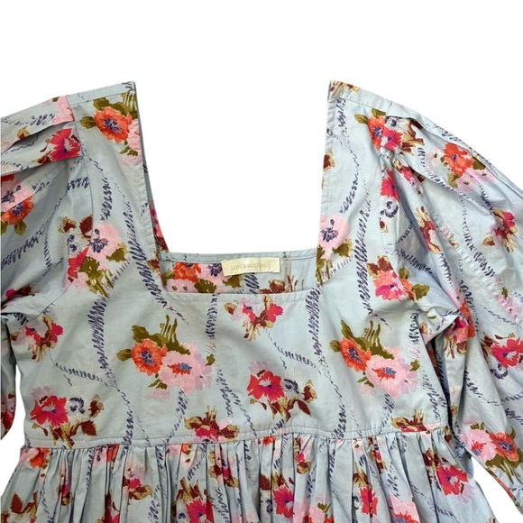 LOVESHACKFANCY Eaton Floral Blue Puff Sleeve Mini Dress Size S - Picture 8 of 14